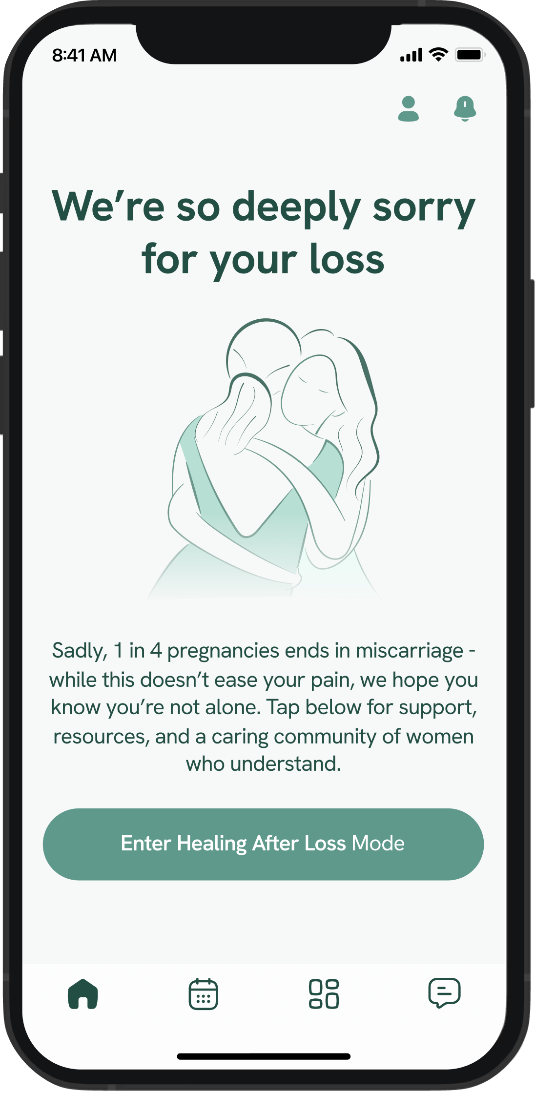 Healing after loss app screen