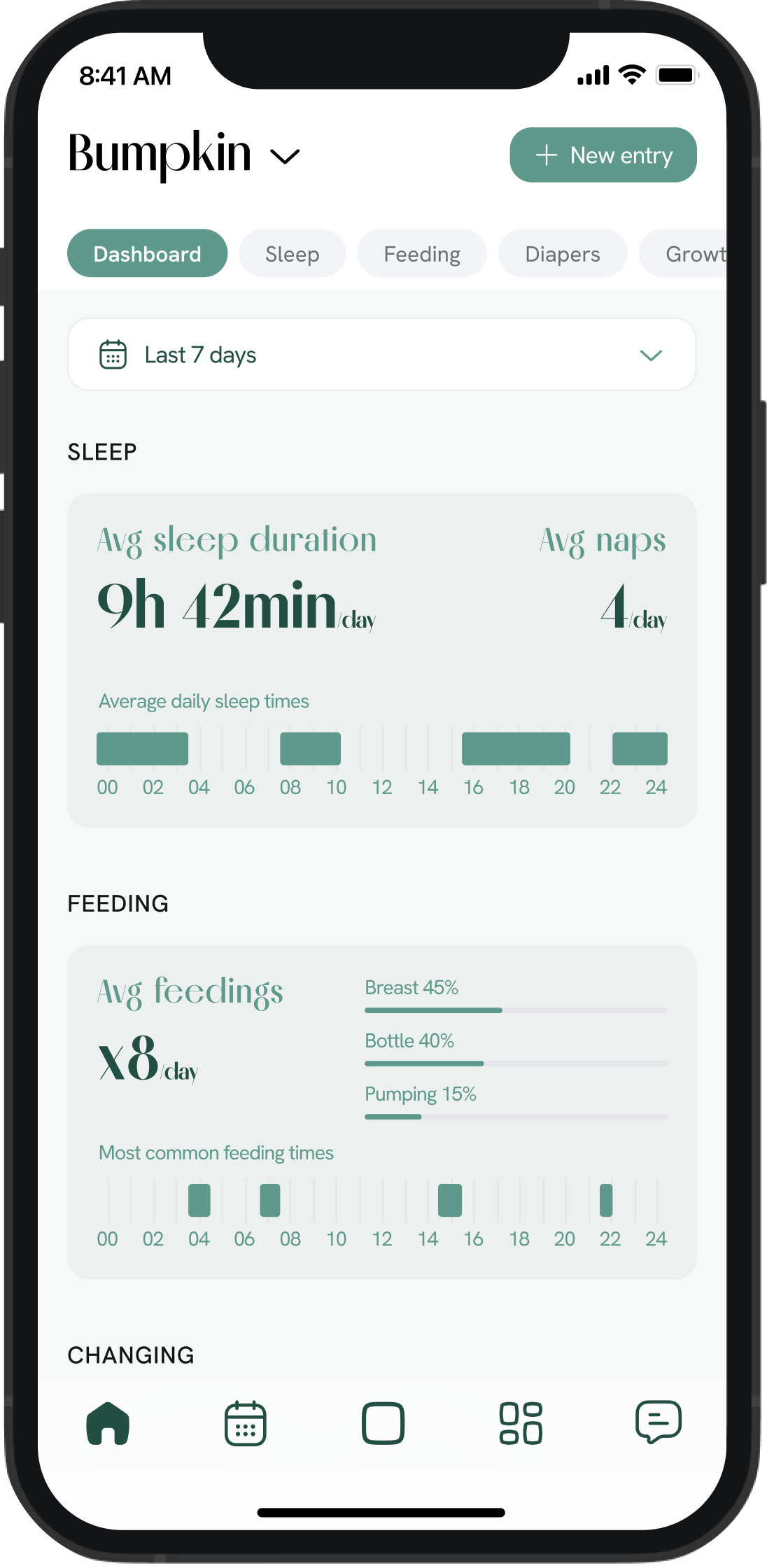 Postpartum support app screen
